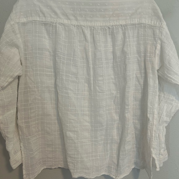 Anthropologie White Textured Button-Up Tunic - Picture 2 of 3